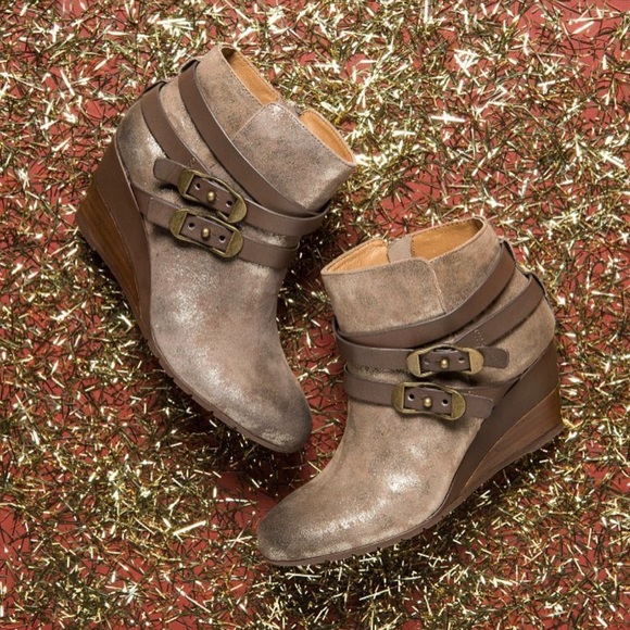 Cooper Leather Buckle Wrap Wedge Ankle Booties - Picture 2 of 8